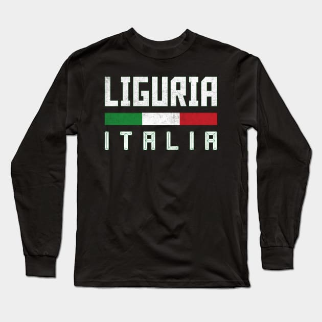 Liguria Italia / Italy Typography Design Long Sleeve T-Shirt by DankFutura